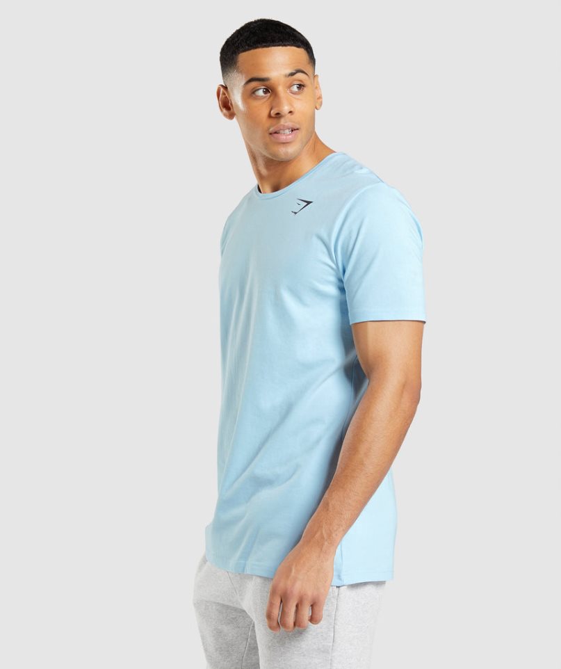 Men's Gymshark Essential T-Shirts Light Blue | CA 830D6N